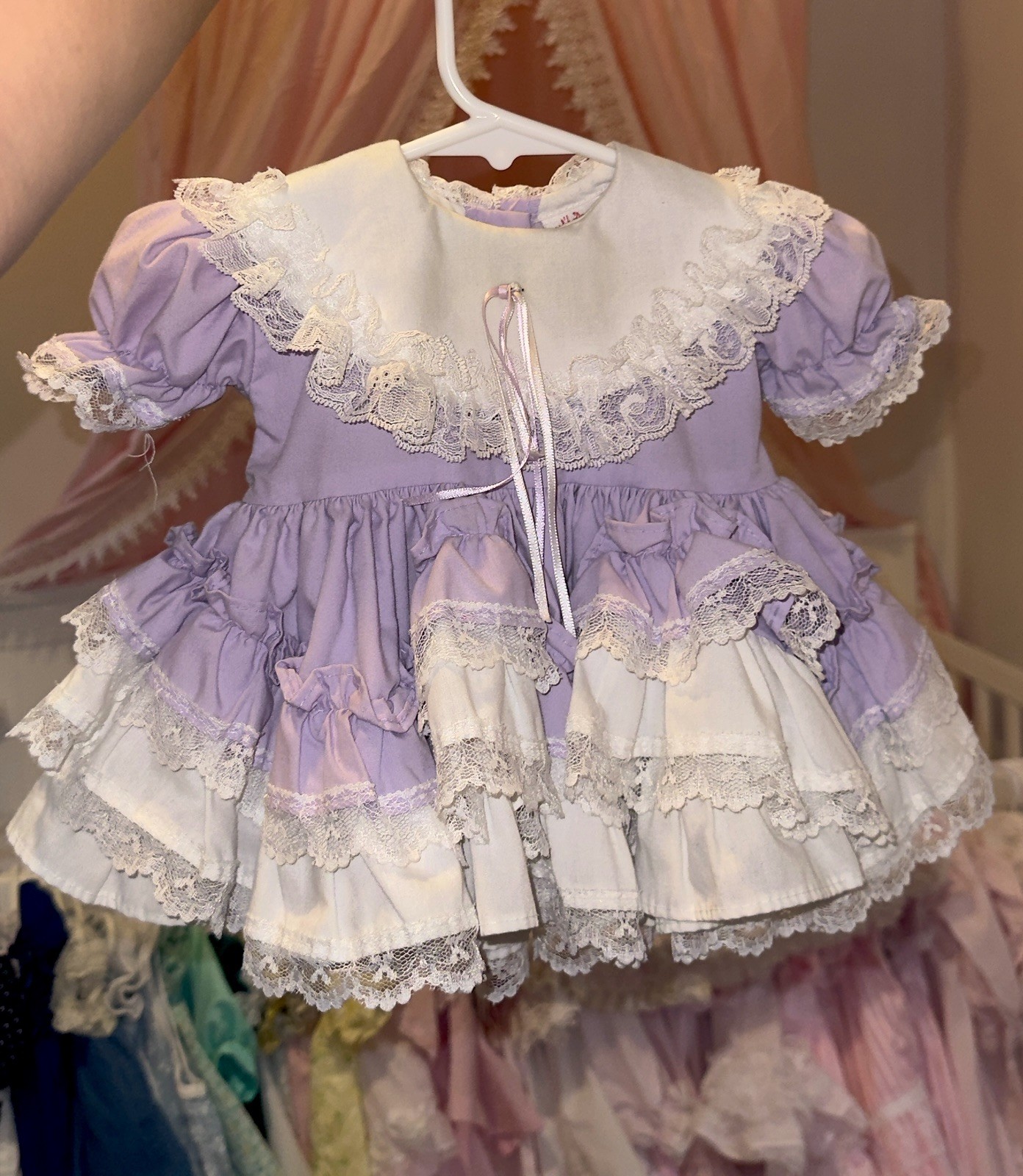 Baby frilly lace lid’l dolly dresses 8-12LBS