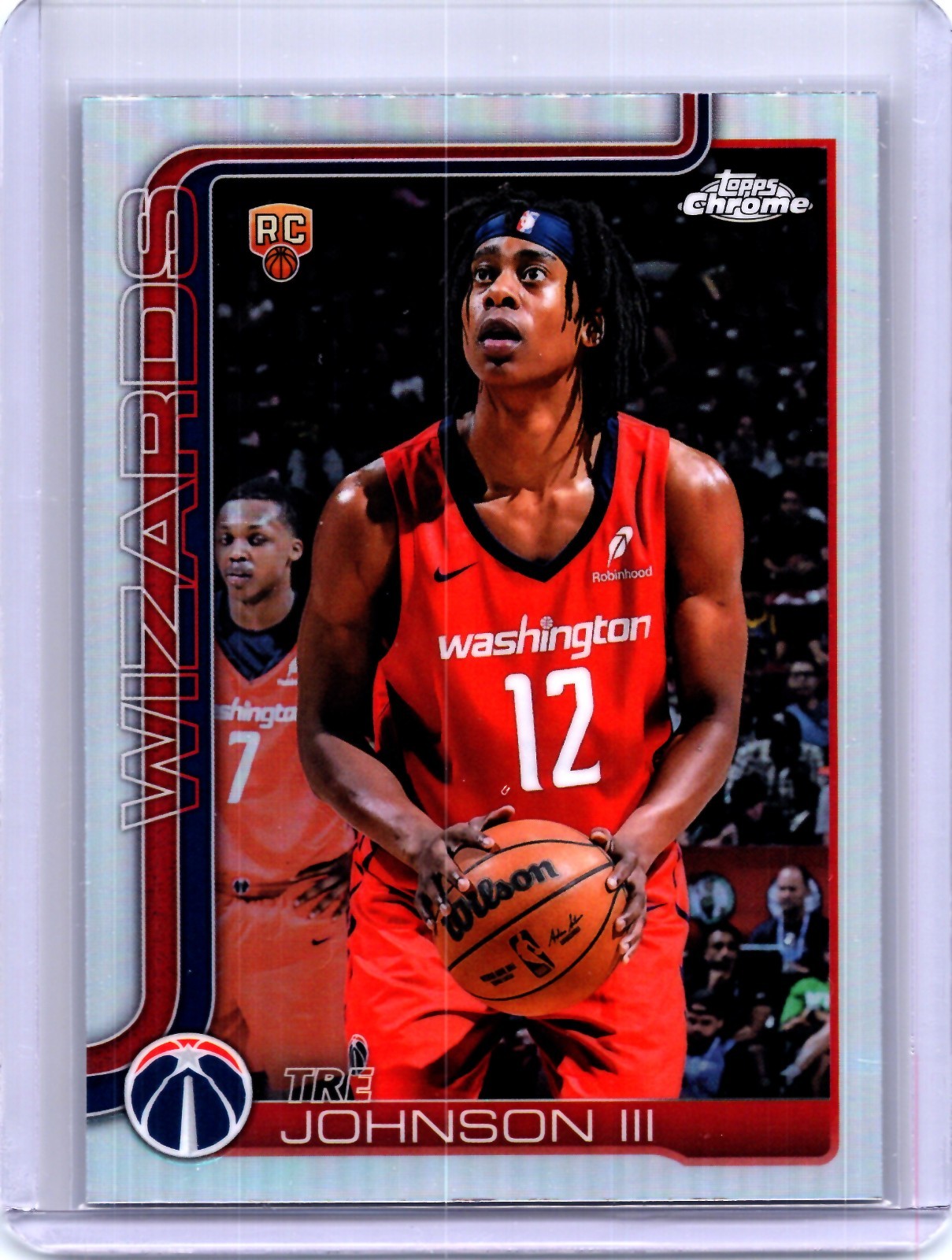 Tre Johnson III 2025-26 Topps Chrome Rookie Refractor #256 Washington Wizards