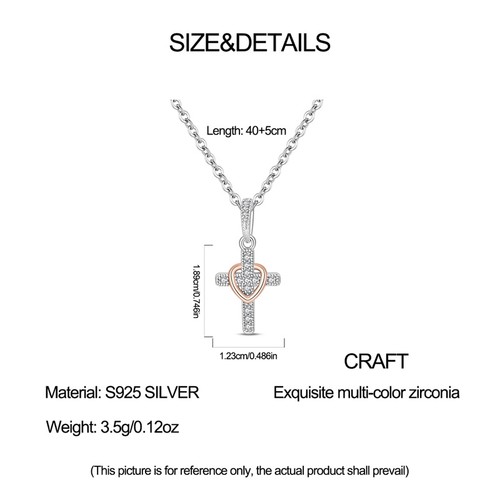 PANDACH 925 Sterling Silver Cubic Zirconia Cross Pendant Necklace for ...