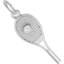 Sterling Silver Tennis Racquet Charm - 24mm x 9mm