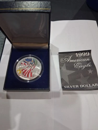 1999 Painted Colorized American Eagle Dollar 1 oz. Fine Silver,