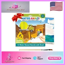 Color & Learn: 12 Safe Water Reveal Boards for Kids Aged 2+ - Helpful Vehicles