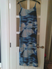 NEW LOOK BLUE TIE DYE STRAPPY MESH DRESS - SIZE 12 - VERY GOOD CONDITION