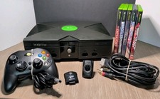 Microsoft Xbox Original Console Bundle • Controller + 5 Games + Cables • Tested!