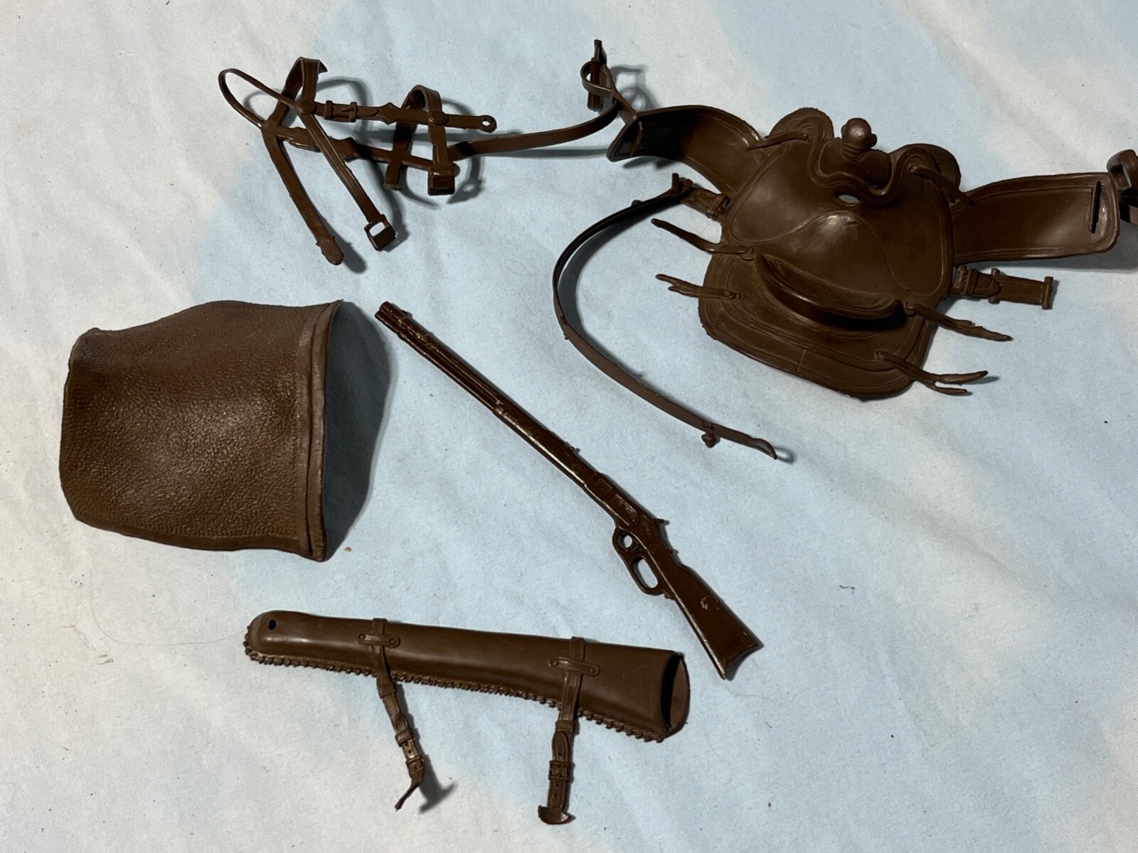 Vintage Marx Johnny West Accessories Saddle, Blanket, Rifle w/Case