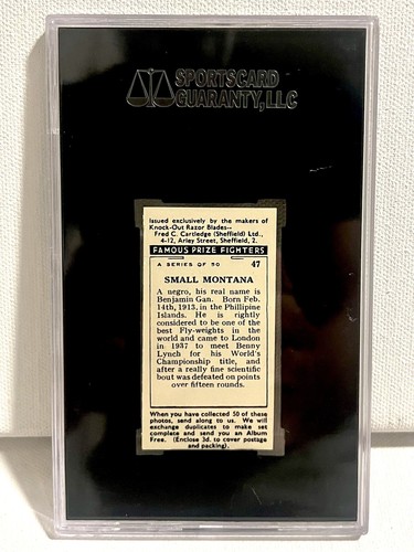 1938 F.C. CARTLEDGE FAMOUS PRIZE FIGHTERS #47 Small Montana SGC 8 NM/MT - Picture 2 of 2
