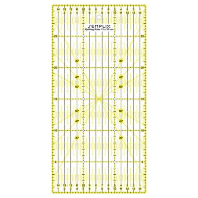 Semplix Patchwork-Quiltlineal (30 x 15 cm / 3 mm  gelb) Schneidlineal zeichnen