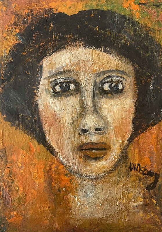 Original Mixed Media Outsider Art 5x7 painting - “I Am Who I Am”