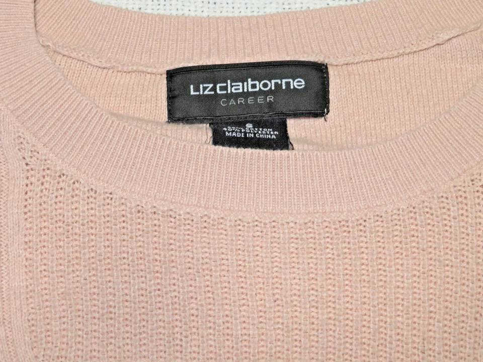 Suéter Liz Claiborne Melocotón Pull Over Volantes Para Mujer Pequeño Foto 2 de 3