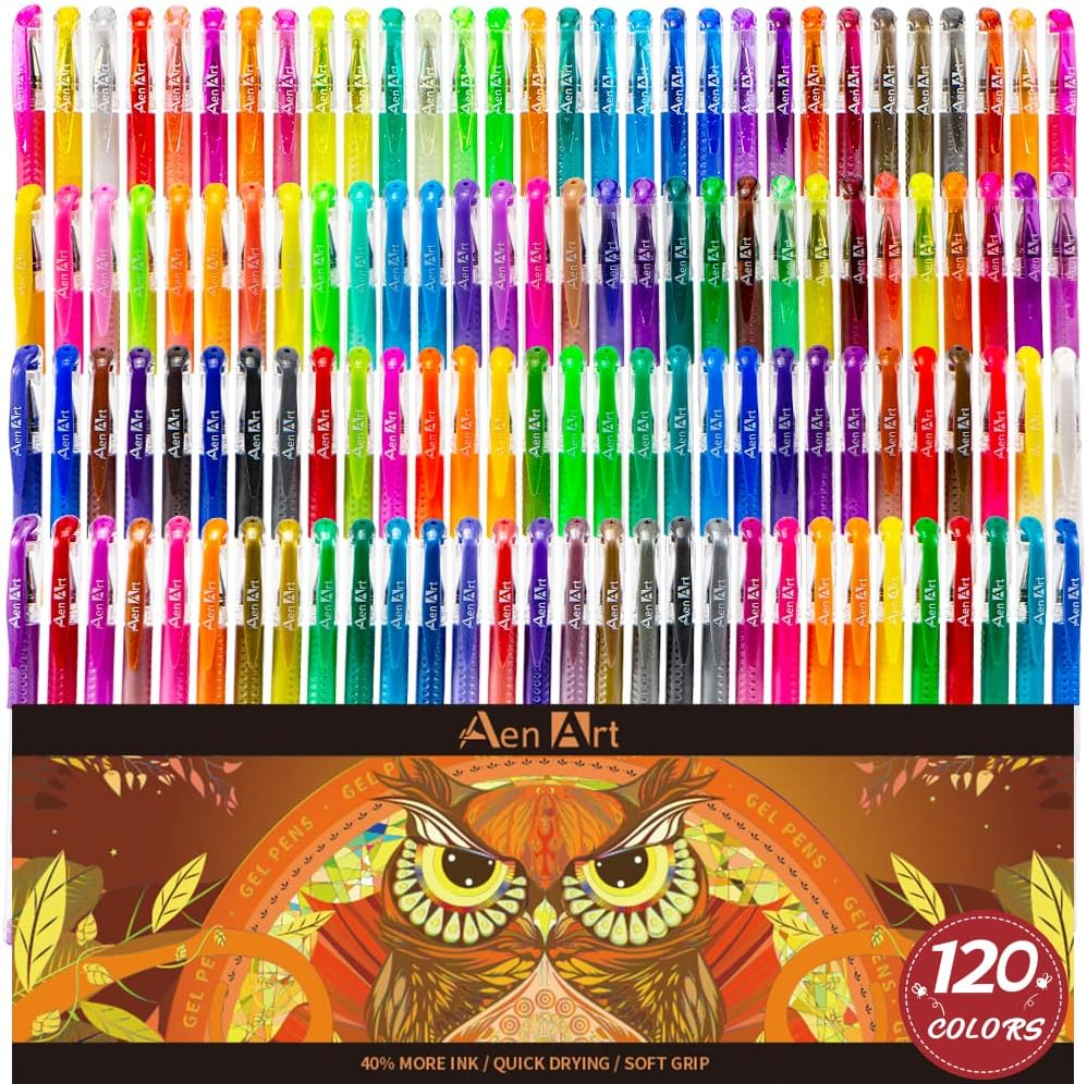 Gel Pens for Adult Coloring Books, 120 Gel Pen Set with 40% More Ink, Artist-image