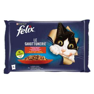 Felix Gatto Le Ghiottonerie, with Beef and Chicken in Jelly, 4x85gr
