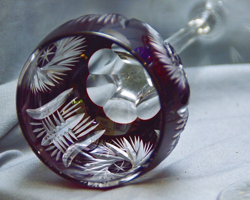 Wine Glass Rummer Lead Glass, Gold Ruby Wine Red, Schleuderstern, Old, 7 5/16in - Picture 4 of 5