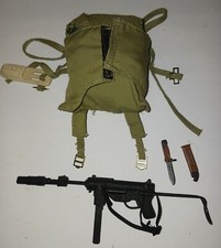1/6 PARACHUTE MILITARY SUB MACHINE GUN GREASE GUN KNIFE SILENCER LOT