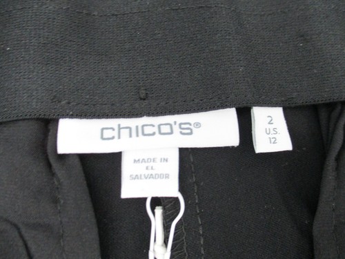 Chicos Womens Pants 12 Black SO Slimming Straight Leg Juliet Business Casual New - Picture 7 of 14