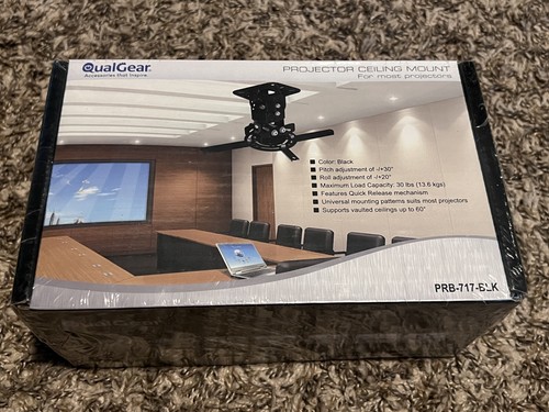 NEW QualGear PRB-717-Blk Universal Ceiling Mount Projector Accessory,Black Mount
