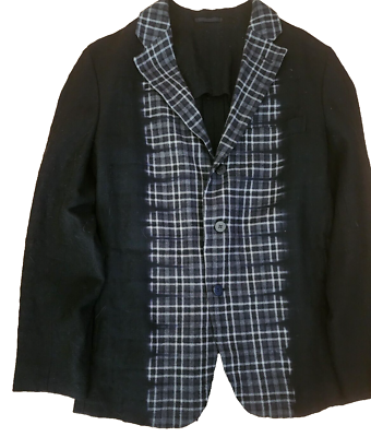 ISSEY MIYAKE MENS SUIT BLACK GRAY WOOL FADE OUT PLAID CH 40