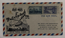 1952 AIRMAIL BY HELICOPTER NY 1ST FLIGHT CACHET COVER 1ST INFANTRY DIVISION HQS