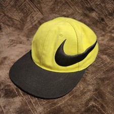 Vintage Nike Youth Hat Neon Yellow Logo Big Check
