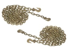 5/16" x 20' Binder Chain | Grade 70 | Premium Tie Down with Grab Hooks - 2 Pack