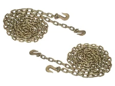 5/16" x 20' Binder Chain | Grade 70 | Premium Tie Down with Grab Hooks - 2 Pack