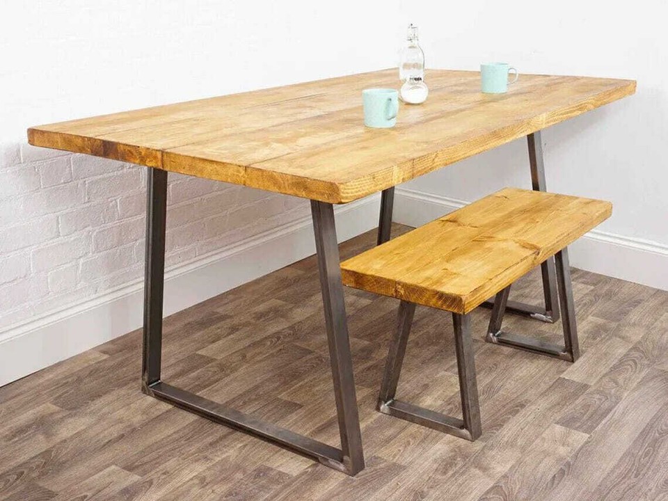Box Frame TABLE Legs Industrial Trapezium Design Office Desk Dining ...