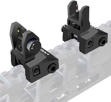 UUQ Fiber Optic Iron Sights,Flip up Front and Rear Sites with Red&Green Dot, Too