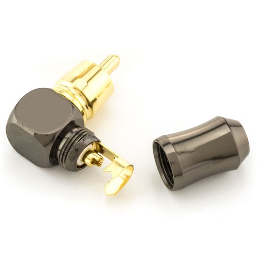 4x 90° Eck Cinch Stecker Winkel Stecker Adapter Verbinder RCA Hifi Audio Grau - Bild 2 von 4