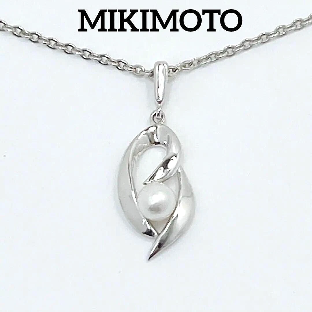 Collier pendentif motif diamant perle Mikimoto 7 mm 42 cm or jaune 18