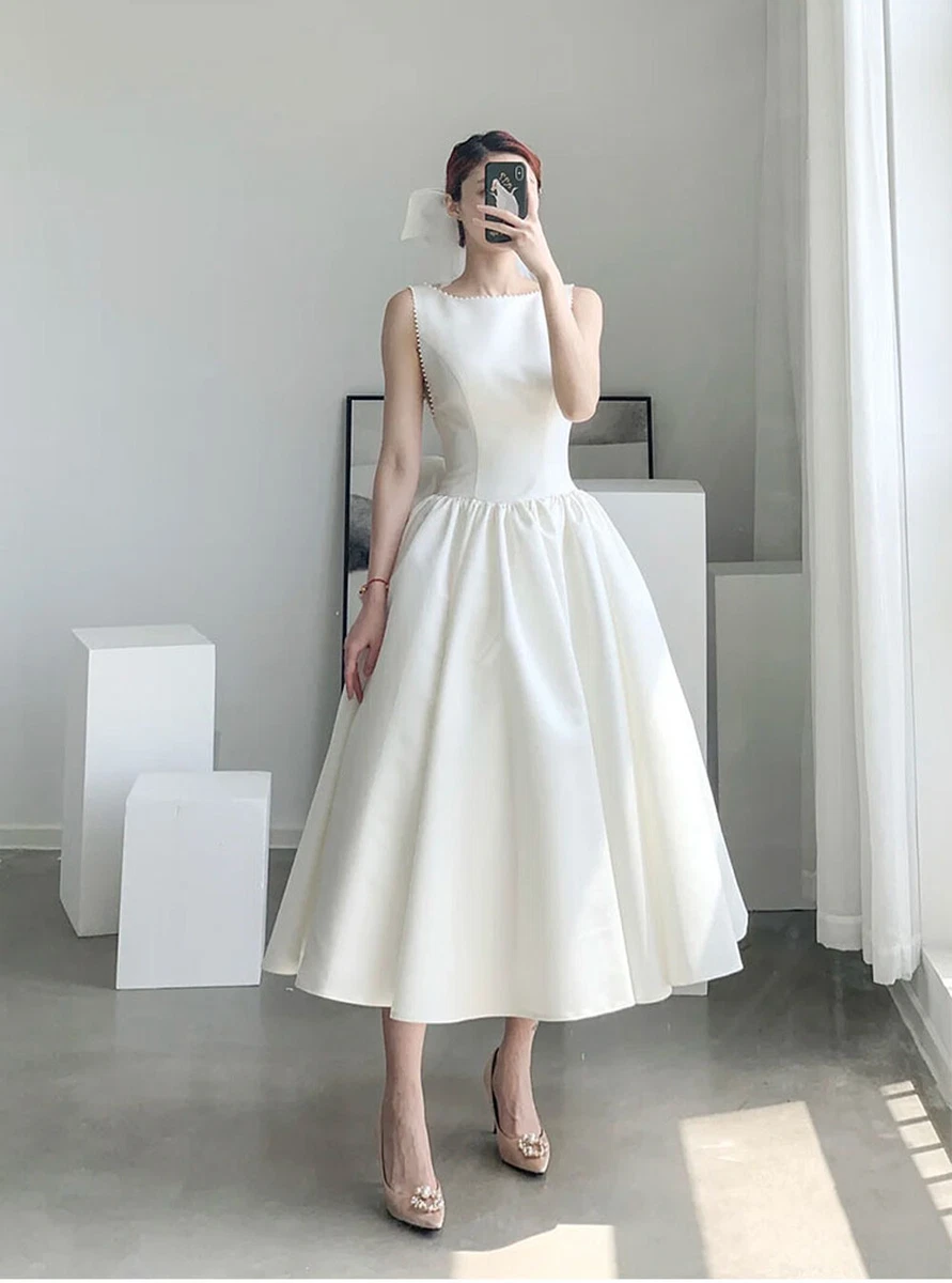 Gray tea length formal dress cheap