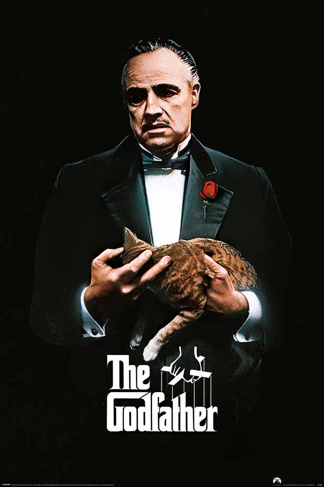 デッドストック 激レア Godfather Don Poster ポスター The Godfather - Movie Poster (Don Corleone - Ginger Cat & Red Rose