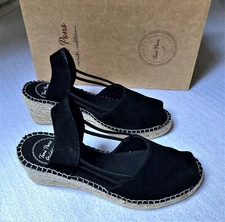 Toni Pons black suede espadrille size 36