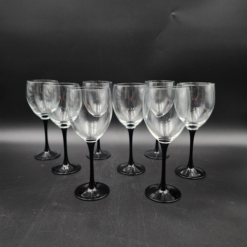 Wine Glasses Luminarc Domino Black Stem Vintage Goblets France 3 Sizes Set Of 15 - Picture 8 of 15