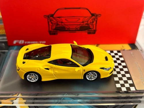 Modelo de coche juguete regalo modelo escala 1/64 Ferrari F8 Tributo amarillo fundido a presión - Imagen 7 de 9