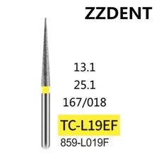 100 PCS TC-L19EF Extra Fine Taper Needle for IPR Dental High Speed Diamond Burs