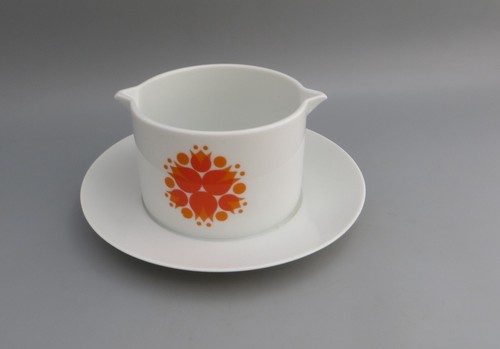 Retro Thomas by Rosenthal orange Pinwheel Sauciere / Sauciere mit fester Untertasse - Bild 3 von 4