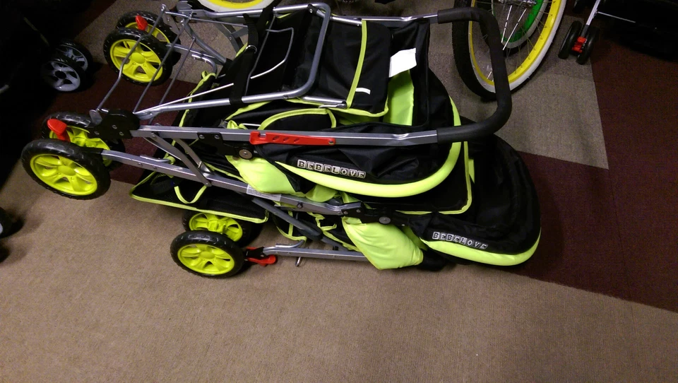 DOUBLE Stroller GREEN  Baby Strollers BEBELOVE 2 Seats Multiple Multi Twin Child - Image 2 of 4