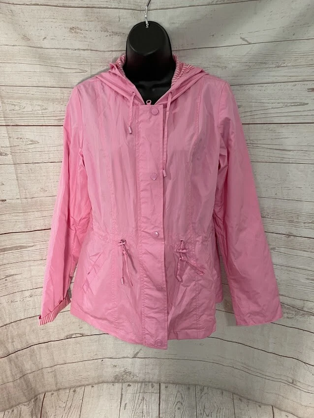 Kim Rogers Petite Women s Jacket Windbreaker Hooded Zip Up Pink