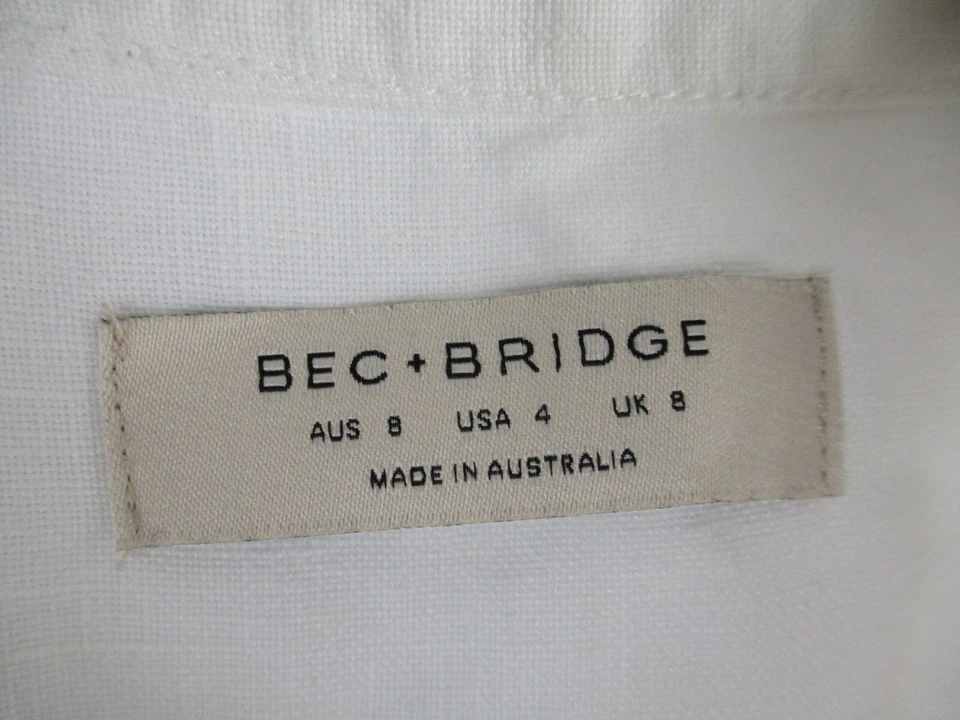 Bec & Bridge womens playsuit white linen 8 pockets button front - image 4 of 4