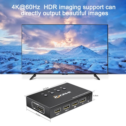 HDMI 4 Ports KVM Switch 4K@60Hz 4 In 1 Out USB Switch for 4 Computers Share US - Picture 6 of 17