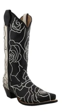 Twisted X Ladies Rose Patterned Black & White Western Boots Size 6.5 New