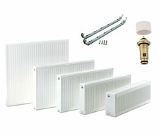 Universalheizkörper Heizkörper Typ 11 & 21 & 22 & 33 mit Ventil & Halterung Weiß