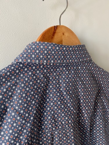 Camisa informal Sisley de ajuste regular manga larga M círculos medianos patrón azul - Imagen 9 de 10