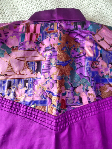 Thai 100% Silk Mandarin Asian Shirt Size 40 Long Sleeve Designer Shirt OOAK - Picture 5 of 15