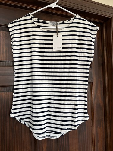 Camisa Sobre Verde Talla Pequeña Negro Blanco Rayas Nueva #196