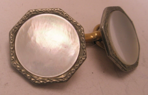White MOP Rolled Gold Plate SINGLE Vintage Cuff Link replace lost/broken aa77 - Picture 3 of 7