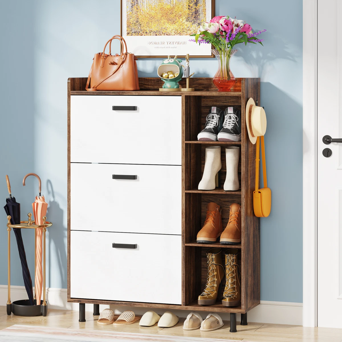 Organizing Shoes Using Old Book Shelves