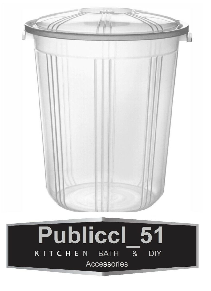 Clear plastic bucket with lid 50L Storage Container Bin Caddy Home Diy  Kitchen