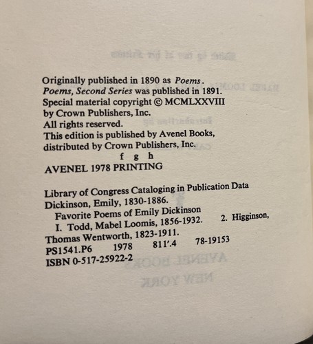 Favorite Poems Of Emily Dickinson Vintage 1978 Hardcover Small Book - Picture 6 of 7