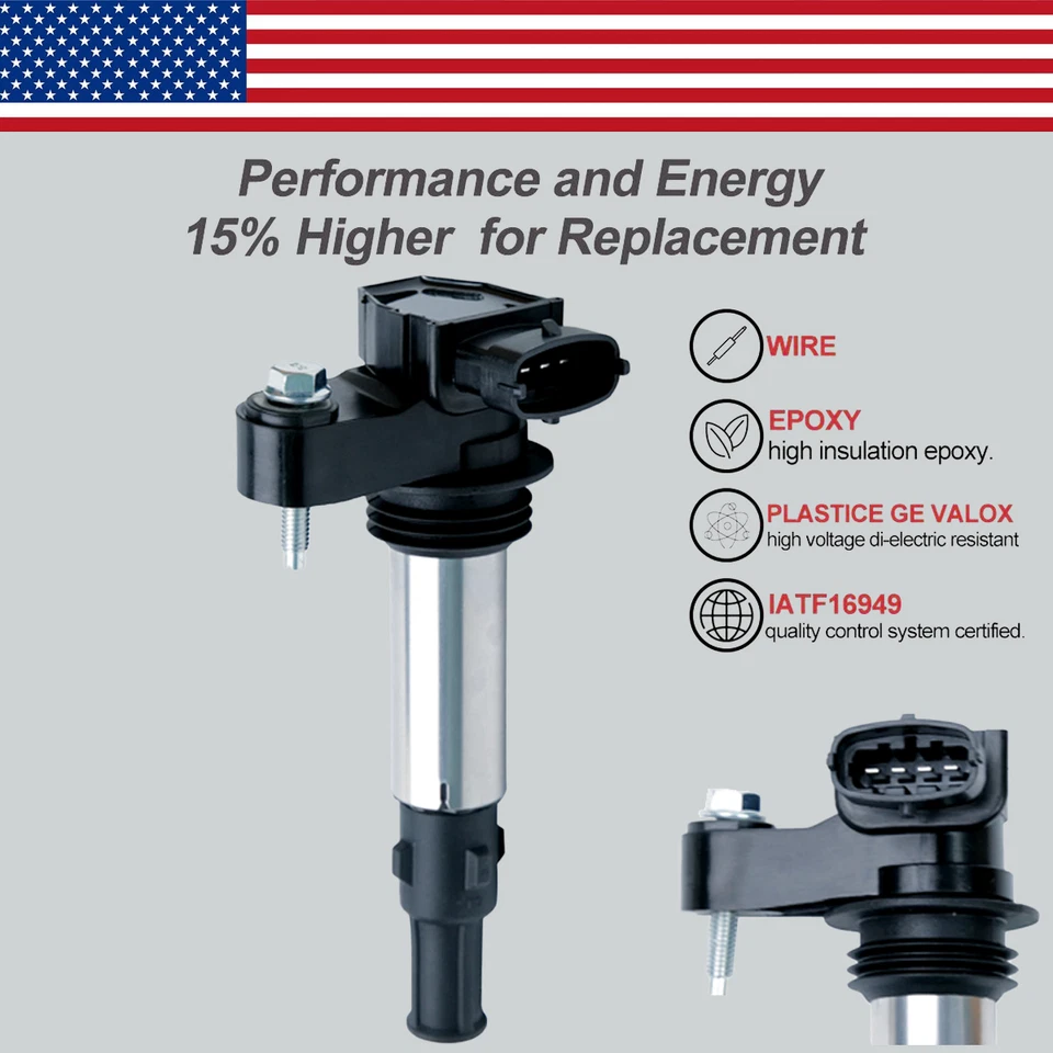 6X Bobina de encendido y bujía de iridio para Cadillac CTS SRX GMC Acadia Saab UF375 Foto 3 de 4