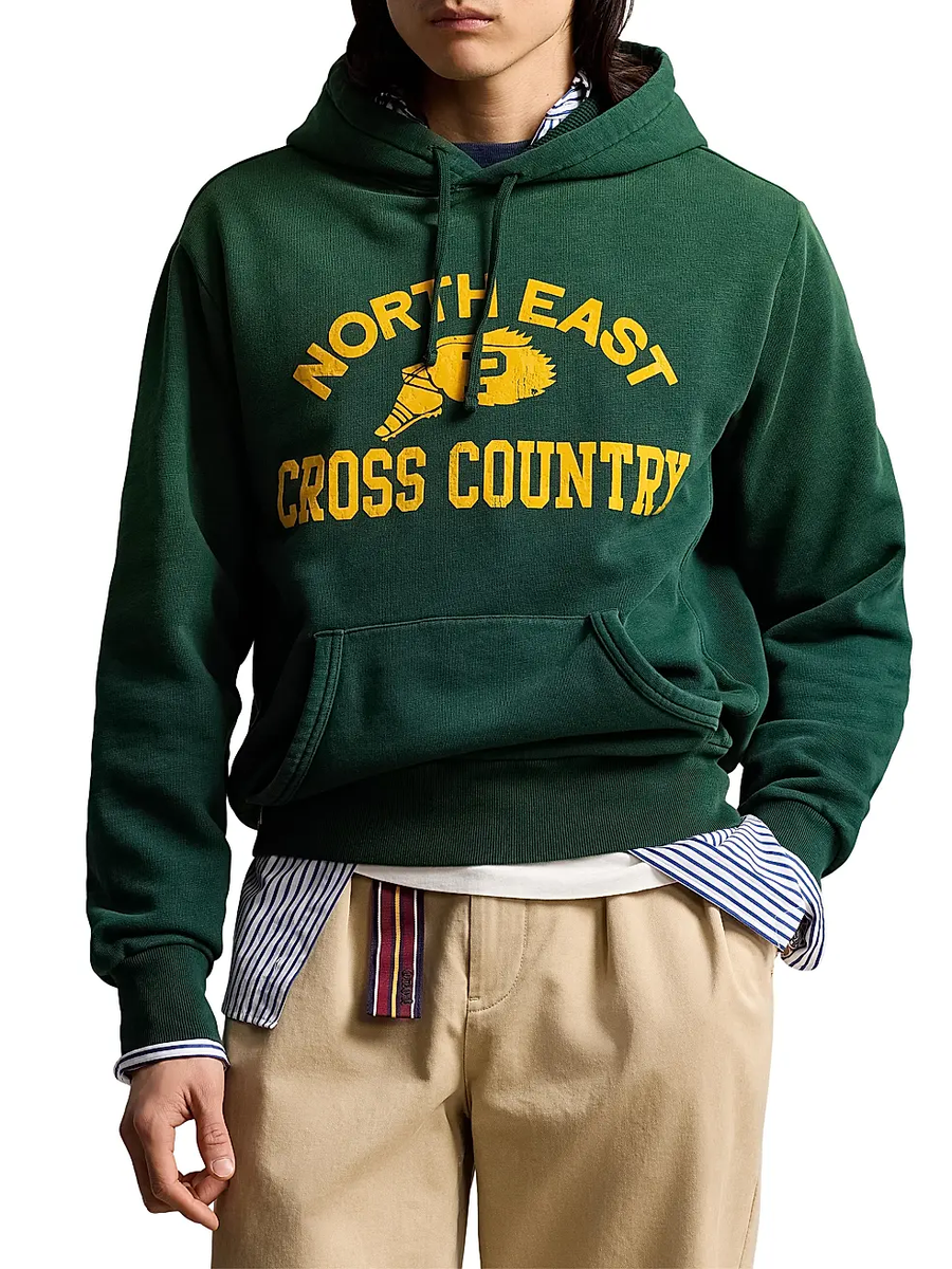 NWT Polo Ralph Lauren Green NORTH EAST CROSS COUNTRY Graphic Hoodie  Sweatshirt